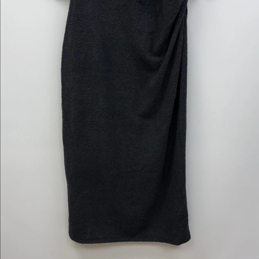 Abercrombie & Fitch Boucle Knit Off-the-Shoulder Ruched Maxi Dress Black LP